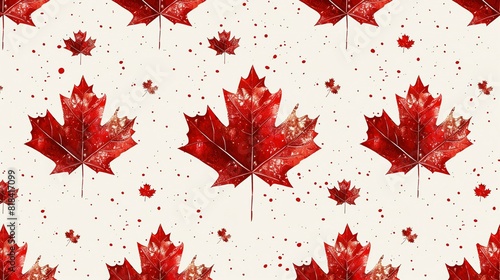 Seamless pattern background with maple leaf icon from National flag of Canada. Vector backdrop patriotic design for Canada day, Canada holidays