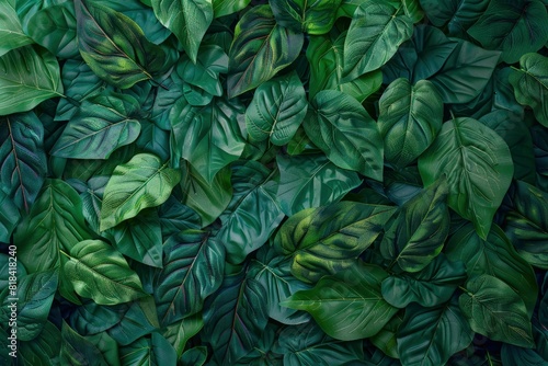 Green leaves pattern background  Natural background and wallpaper - generative ai