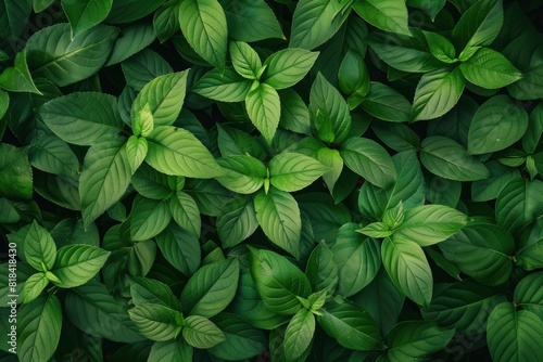 Green leaves pattern background, Natural background and wallpaper - generative ai © Nia™