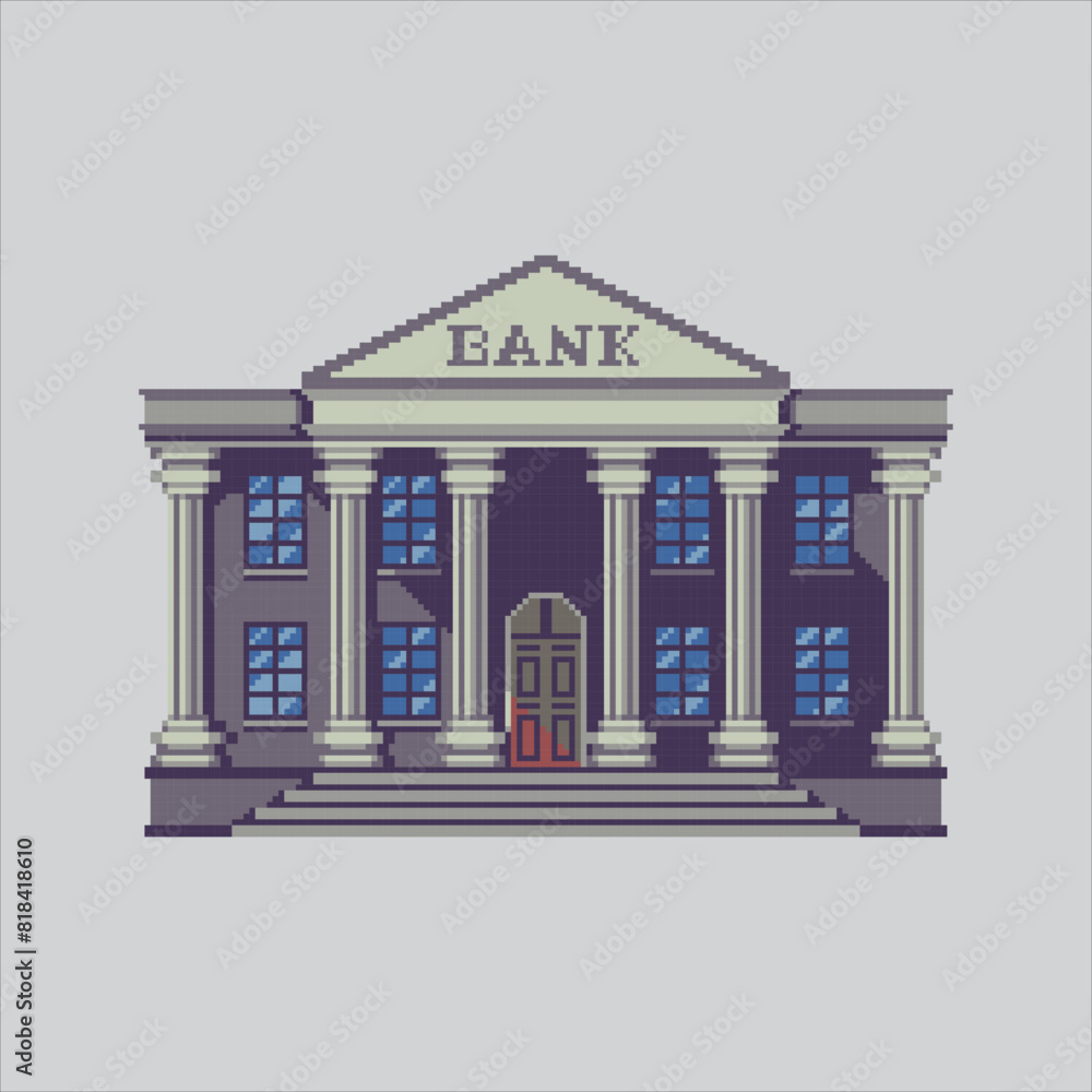 Pixel art illustration Bank. Pixelated Bank. Money Bank Building pixelated for the pixel art game and icon for website and video game. old school retro.