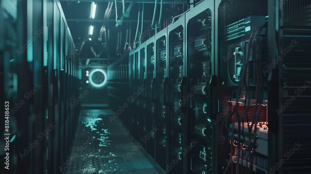 Fototapeta premium Bitcoin mining computer using extreme amounts of electricity