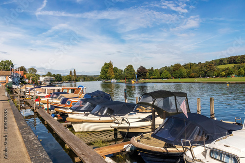 Boats moored on the River Thames photo