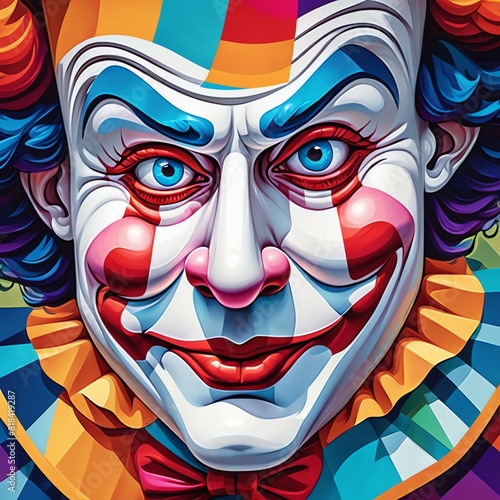 colorful clown with expressive eyes