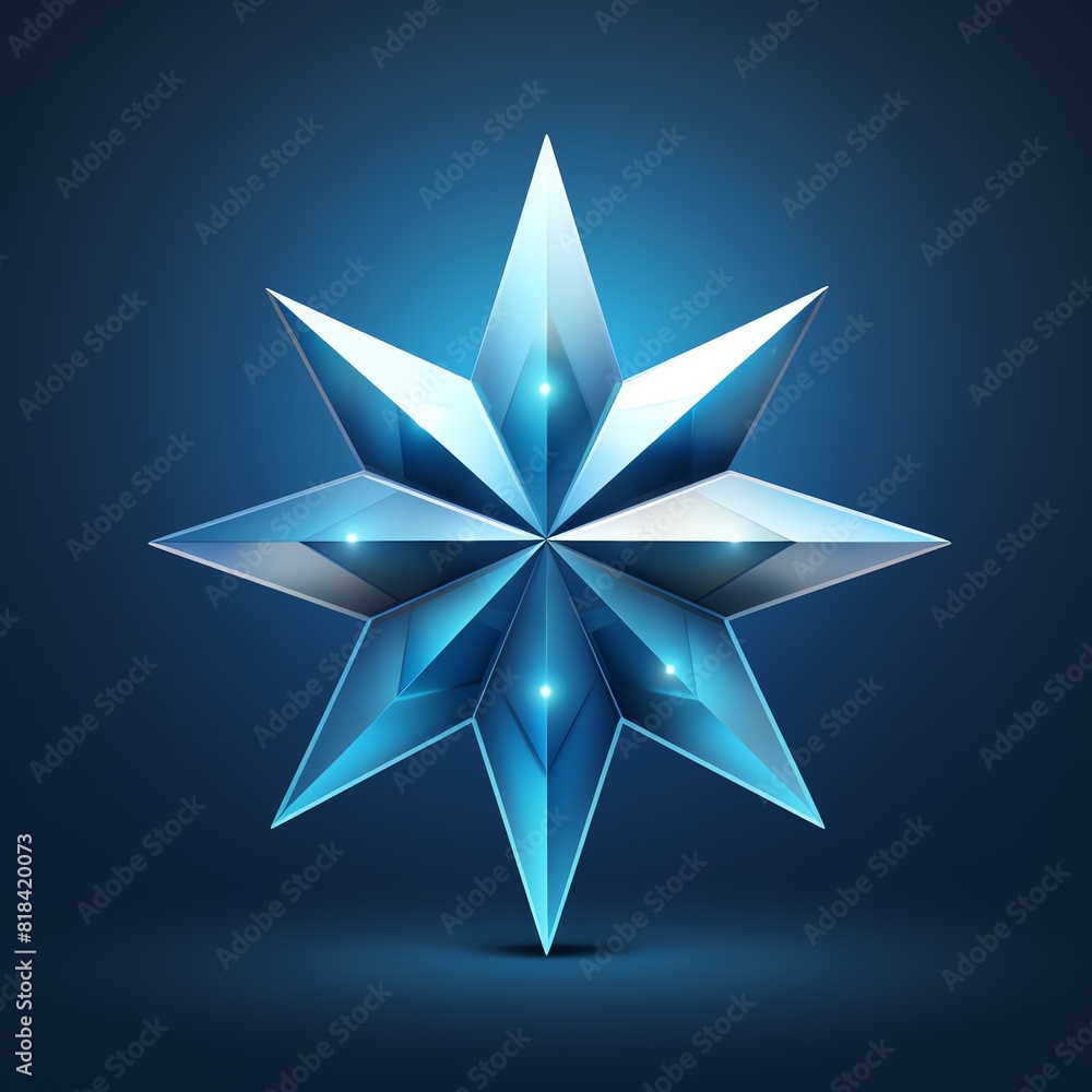 Create of a blue crystal 7-pointed star. The star should be lit from inside and have slight glow around it on dark blue background. Create of a blue crystal 7-pointed star. The star should be lit from inside and have slight glow around it on dark blue background.