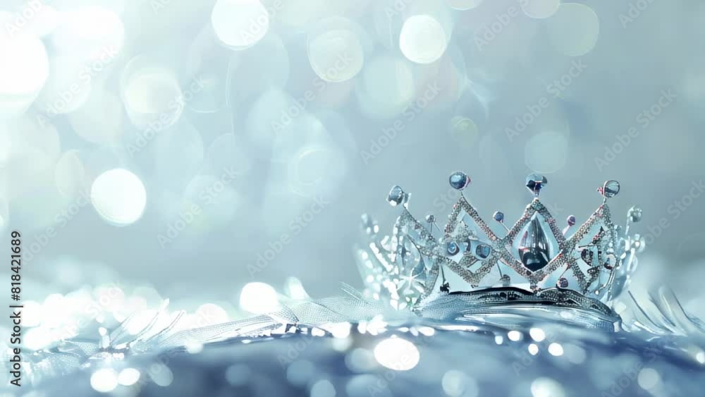 Sparkling crown resting on reflective surface with bokeh background Sparkling crown resting on reflective surface with bokeh background