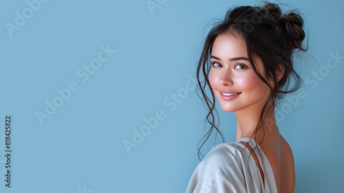 Pakistani woman in elegant simple robe, fashion beauty and cosmetic