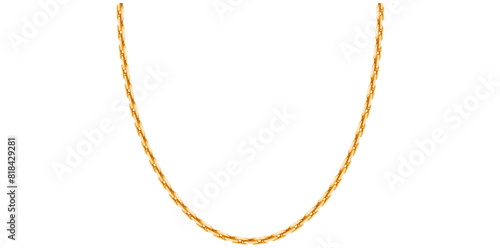 Drawing Style Of Stunning Gold Chain Isolated On White Background, Gold Jewelry Vector Illustration.	