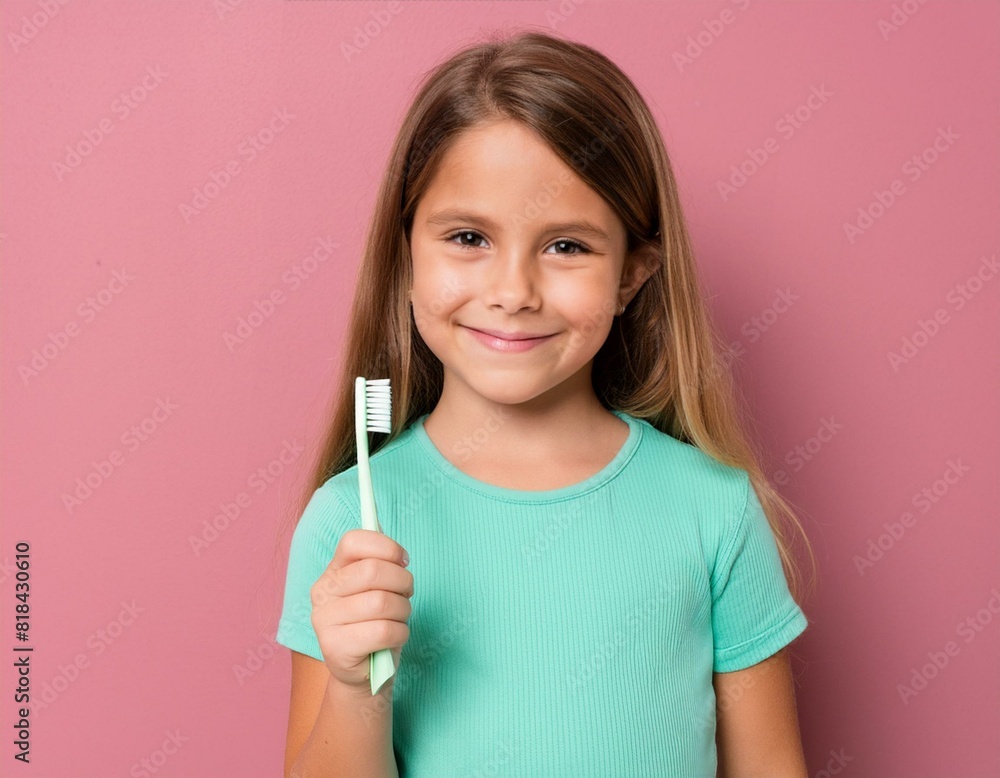 copy space of a little girl with a toothbrush copy space of a little girl with a toothbrush