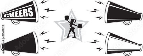 Hand drawn design of cheerleader on white background 