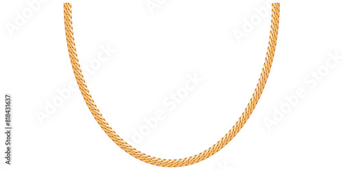 Drawing Style Of Stunning Gold Chain Isolated On White Background, Gold Jewelry Vector Illustration. 