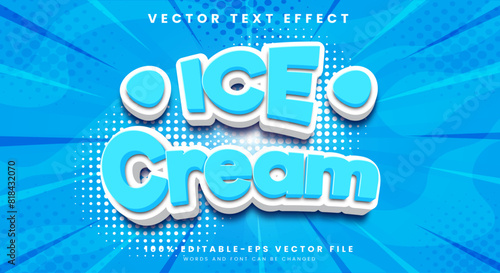 Ice Cream editable Text effect Template with cartoon style