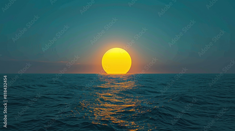 moon over a sea or ocean at night, midnight moon over a sea or ocean at night, midnight