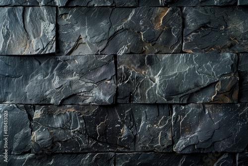 Dark stone or slate wall Grunge background - Generative ai