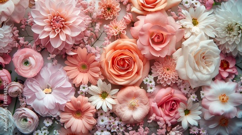 Close-up of bright colorful flowers. Background of flowers