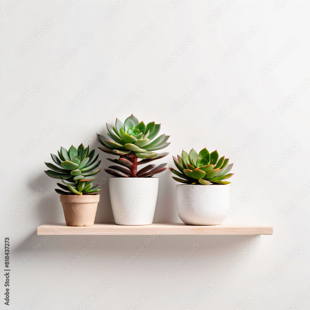 Obraz premium succulent plant on the shelf against empty wall mockup