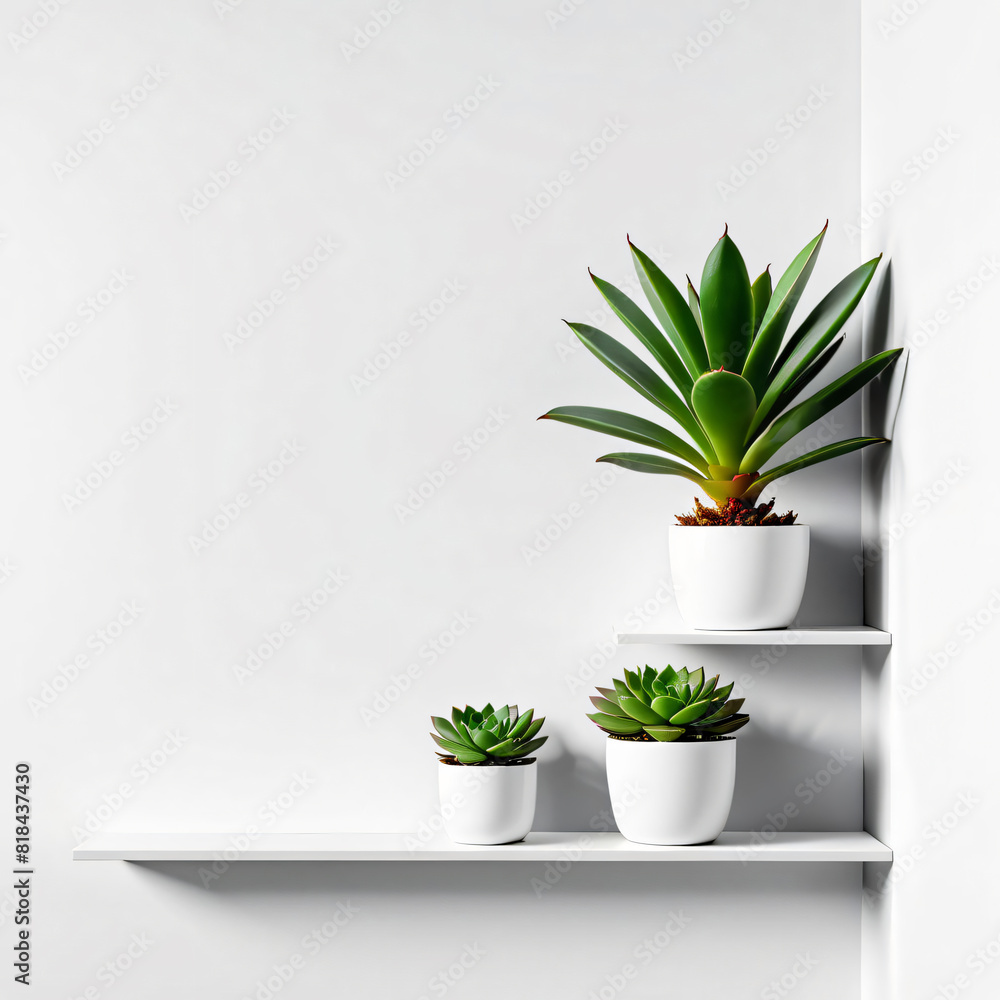 Obraz premium succulent plant on the shelf against empty wall mockup
