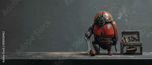 A beetle in a mechanics outfit photo