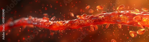 A vivid 3D visualization displaying the interior of a clogged blood vessel in relation to thrombosis caused by APS. photo