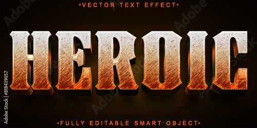 Brown Worn Warrior Heroic Vector Fully Editable Smart Object Text Effect photo