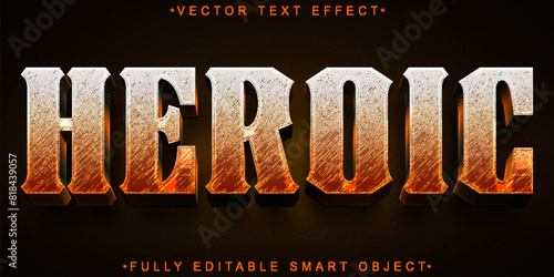 Photos Brown Worn Warrior Heroic Vector Fully Editable Smart Object Text Effect