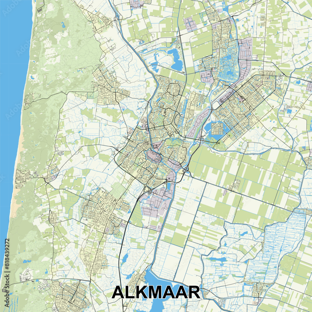 Alkmaar, Netherlands map poster art