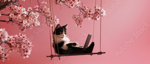 A cat dressed as a graphic designer photo