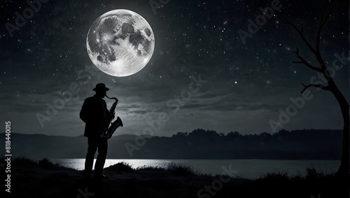 A narrative centered around a lone saxophonist improvising under the moonlit sky (4).jpg, A narrative centered around a lone saxophonist improvising under the moonlit sky ai_generated
