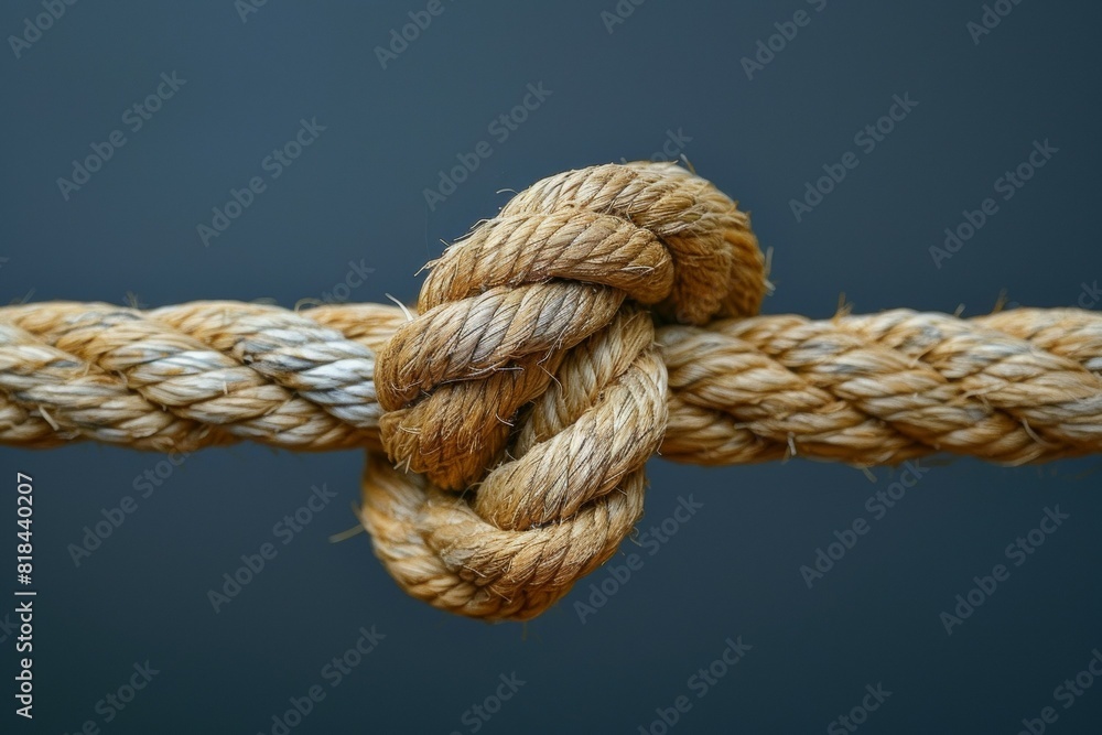 A tied knot on a rope. Business concept. Background with selective focus and copy space A tied knot on a rope. Business concept. Background with selective focus and copy space