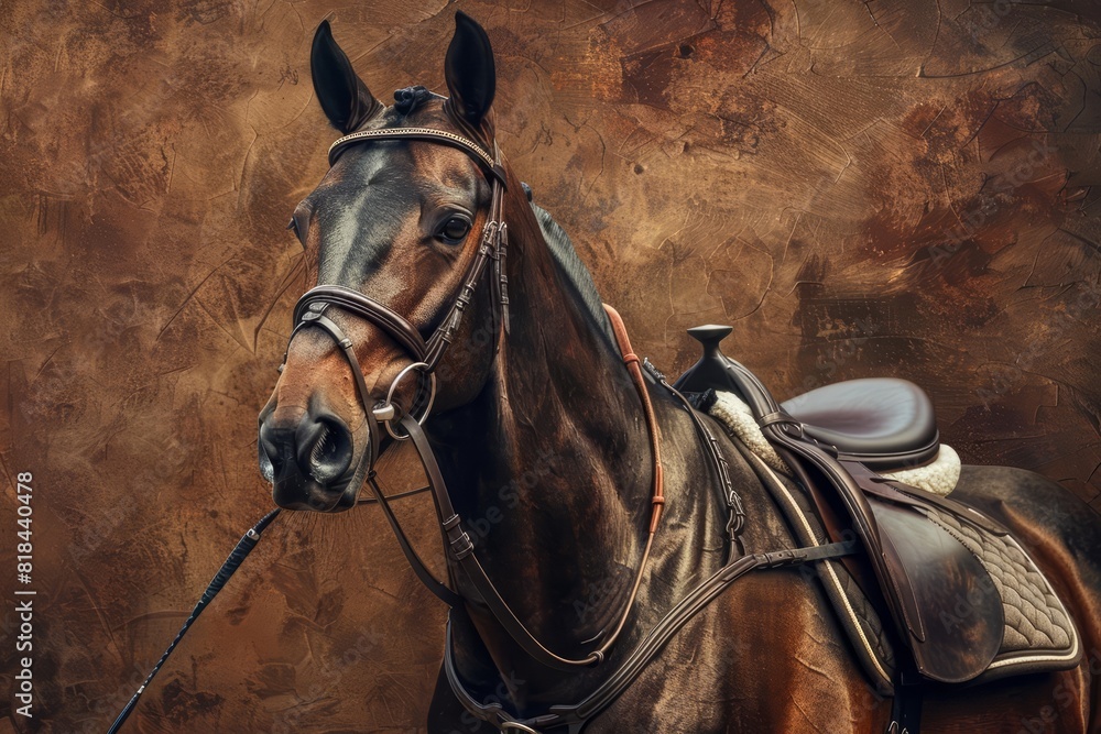Obraz premium A horse in a jockeys uniform