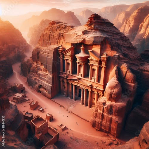 Petra, the ancient Jordanian city, one of the seven world wonders.  photo