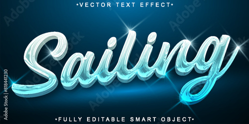 Blue Shiny Sailing Vector Fully Editable Smart Object Text Effect