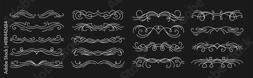 Classic line separators calligraph dividers set. Decorative book embellishment vintage ornaments decoration. Text border outline elegant decoration design collection. Luxury dividers isolated vector