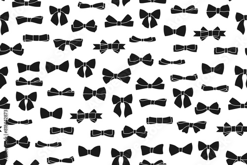 Wallpaper Mural Ribbon bows seamless pattern. Trendy elegant simple endless ornament bow tape for decoration celebration. Various cartoon knot gift symbol ribbon abstract boundless background. Vector illustration Torontodigital.ca