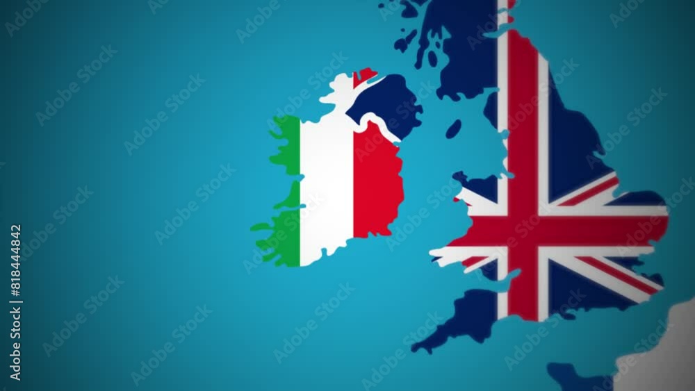 Ireland map flag country nation outline world motion graphics animation Ireland map flag country nation outline world motion graphics animation