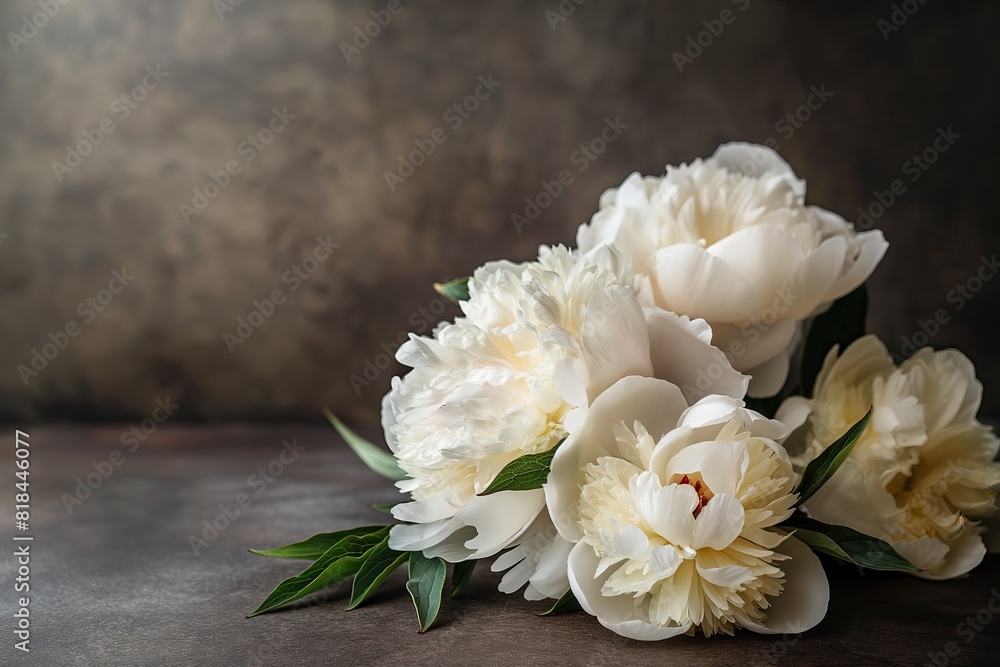 Bouquet of white peonies on a dark background Bouquet of white peonies on a dark background