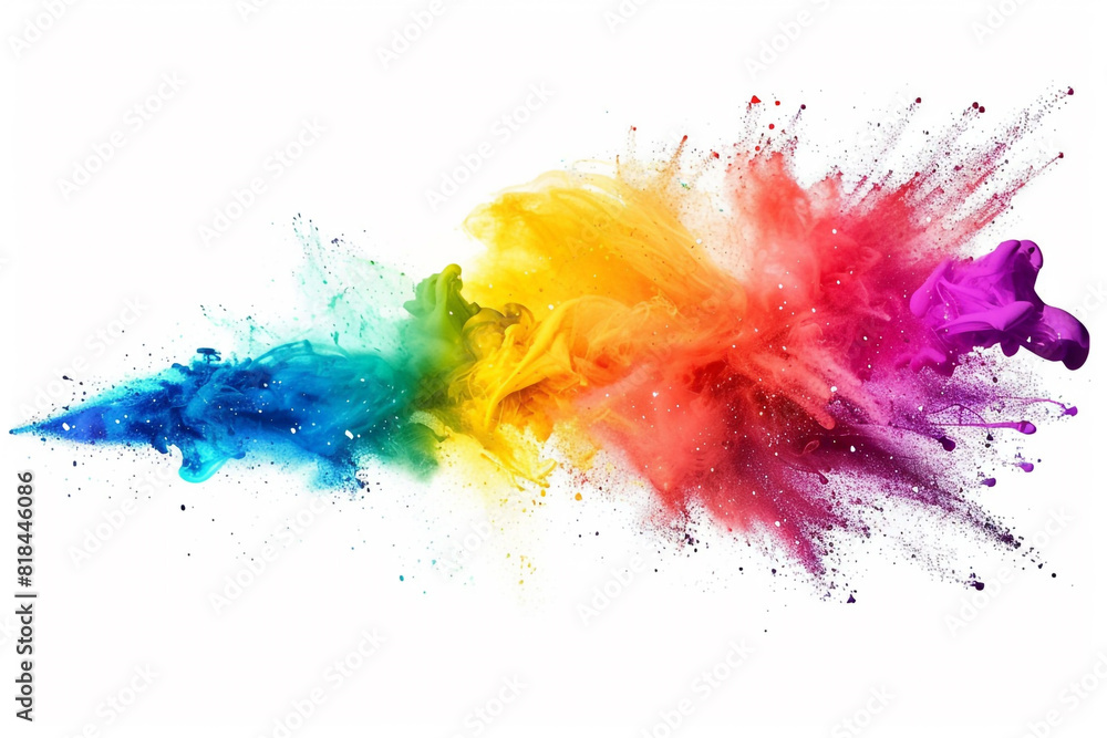 Colorful explode. Colored water color,powder , smoke  closeup abstract