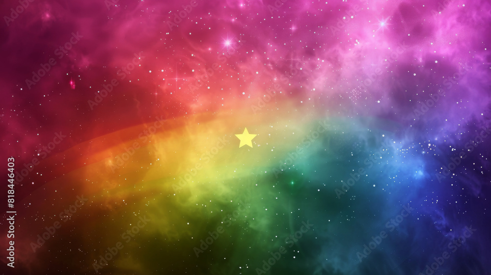 Banner featuring a small rainbow star icon near the center Banner featuring a small rainbow star icon near the center
