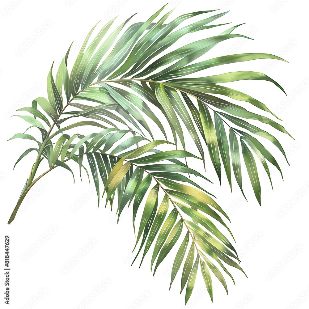 Fototapeta premium Two watercolor palm leaves