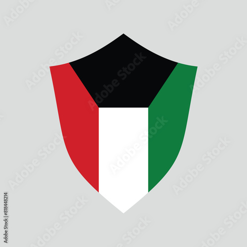 Free Download Kuwait Flag in Shield Shape Frame - GFXLoad