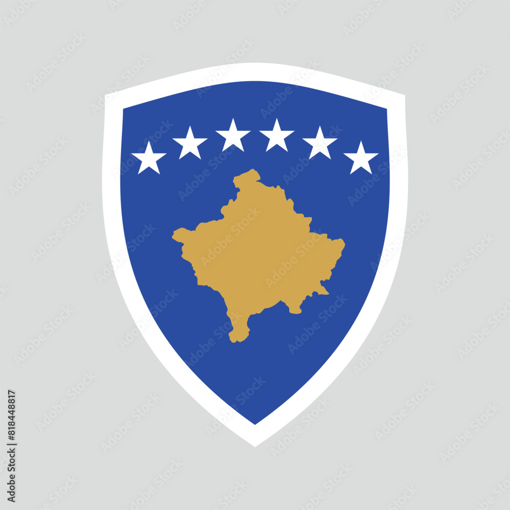 Kosovo Flag in Shied Shape Frame Kosovo Flag in Shied Shape Frame