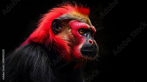 Wallpaper Mural Exotic Red Faced Uakari Monkey Portrait with Vibrant Contrasting Backdrop Torontodigital.ca