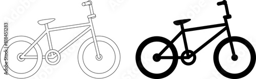 side view BMX bike icon set