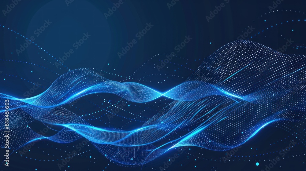 wave technology digital network abstract background, blue light digital effect concept
