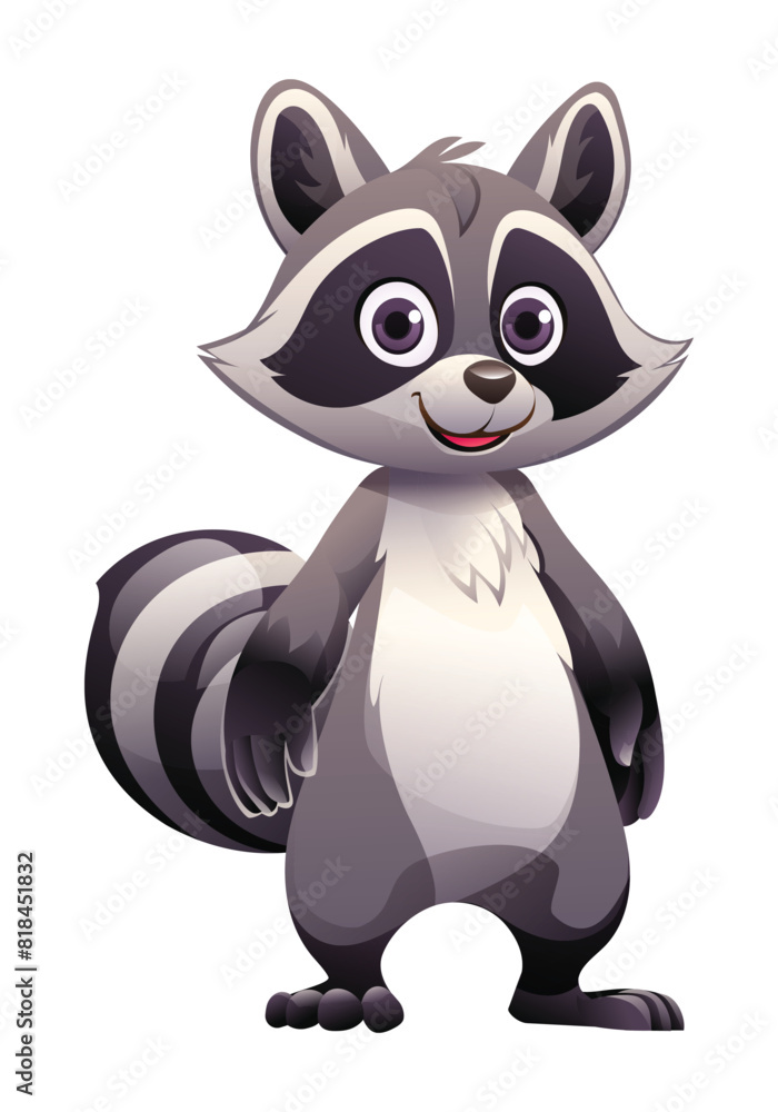 Obraz premium Raccoon cartoon vector illustration isolated on white background