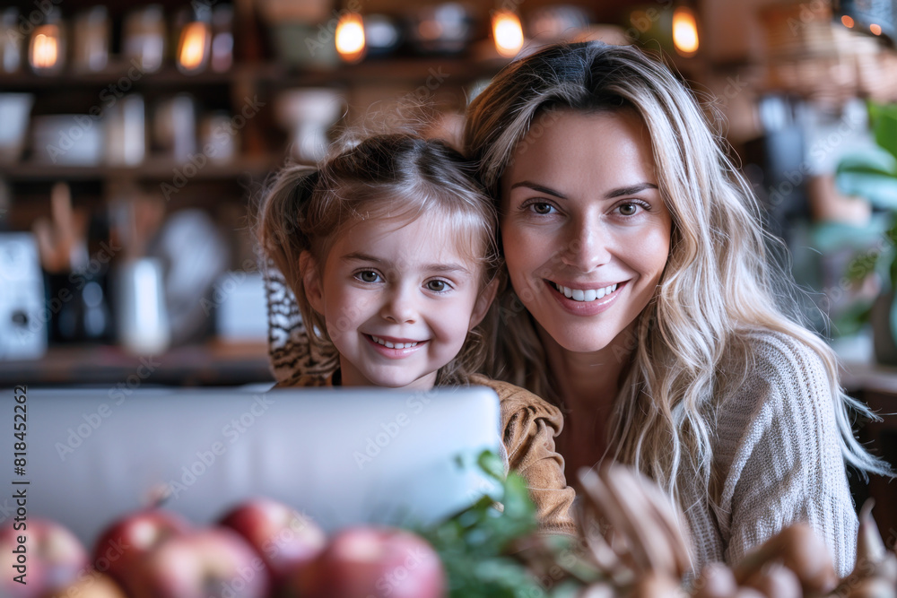 Happy Caucasian mother and daughter having fun together, love and family Happy Caucasian mother and daughter having fun together, love and family