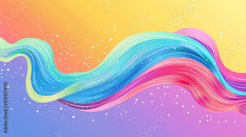Banner with a subtle rainbow swirl icon on a plain background photo