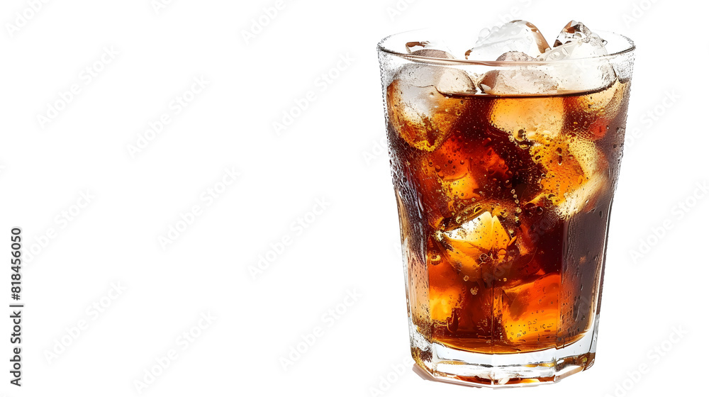 Glass of cola with ice isolated on white background Glass of cola with ice isolated on white background