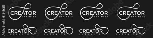 creator Infinity logo design, wordmark creator with Infinity icon combination, vector illustration