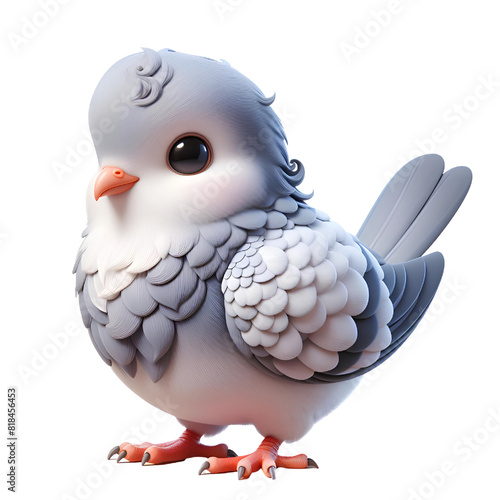 3D CUTE Domesticated pigeon Columba livia Isolated on white background