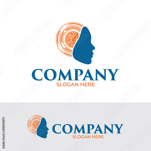 Human technology logo design, perfect for tech firms, software developers, IT consulting, and digital agencies.